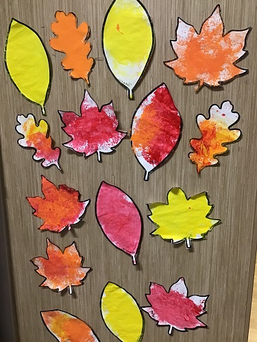 Leaves artwork made by the children