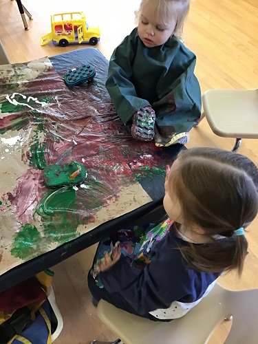 Painting banner with stampers