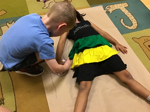 JKK boy tracing peers body