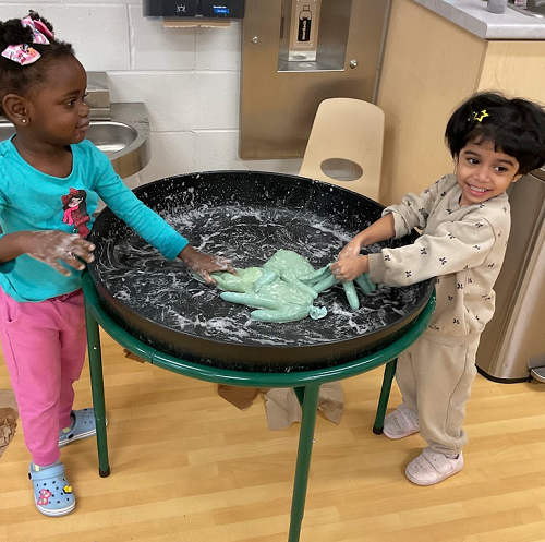 washing gloves with soapy water