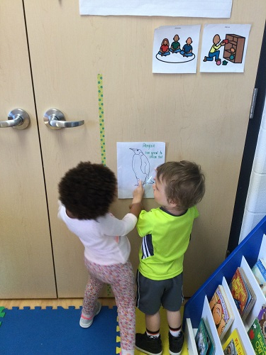 observing a drawing of a penguin