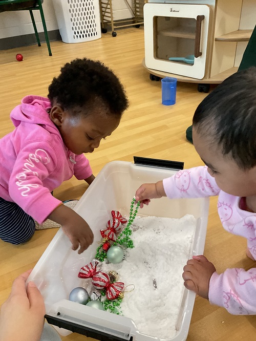 paralell play at the bin