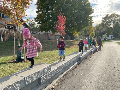 walking along the wall